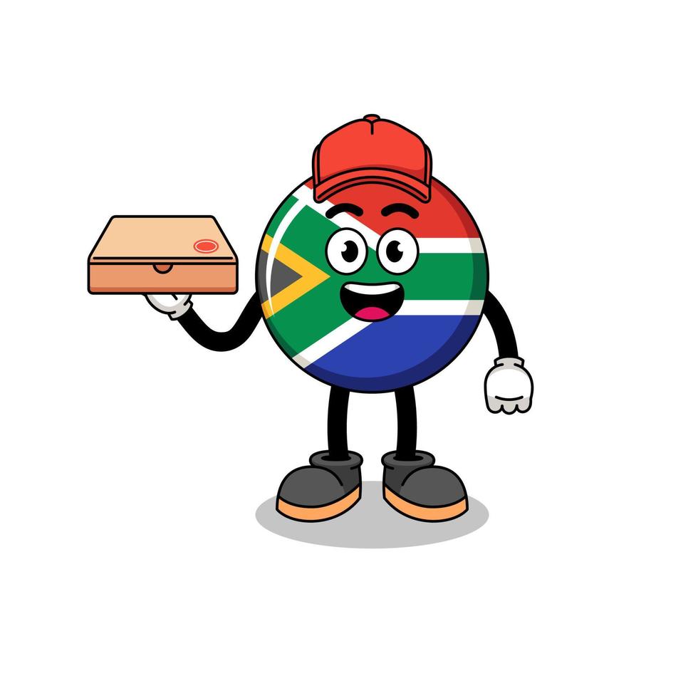 söder afrika flagga illustration som en pizza deliveryman vektor