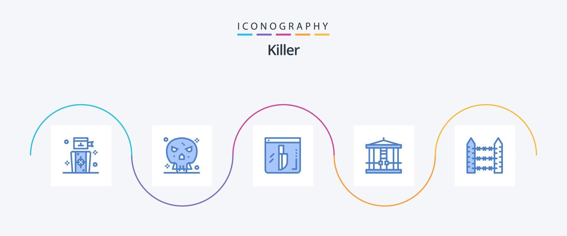 Killer Blue 5 Icon Pack inklusive Schutz. Mord. Beweis. Mörder. enthaupten vektor
