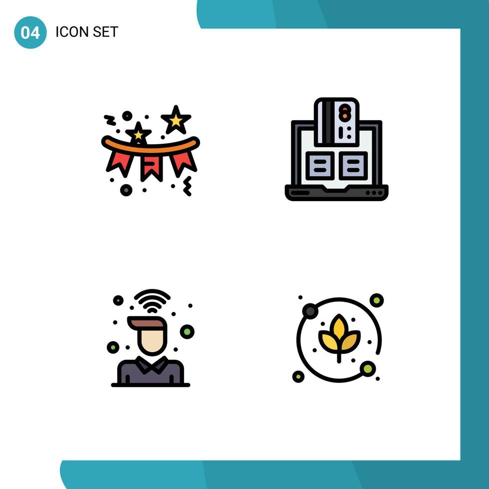 uppsättning av 4 modern ui ikoner symboler tecken för konfetti betalning stjärna kontanter på redigerbar vektor design element