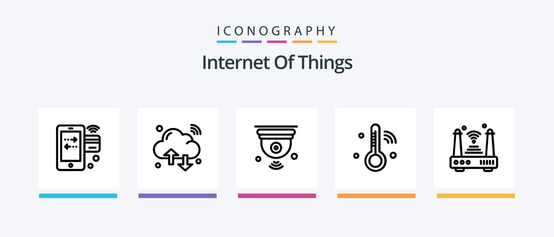 Symbolpaket für das Internet der Dinge, Linie 5, einschließlich iot. intelligentes Gerät. W-lan. geschlossen. Videoüberwachung kreatives Symboldesign vektor