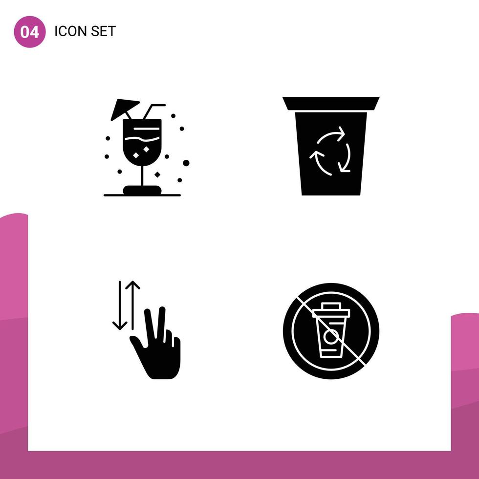 thematische Vektor-Solid-Glyphen und editierbare Symbole von Drink-Up-Recycling-Finger und editierbare Vektor-Design-Elemente vektor