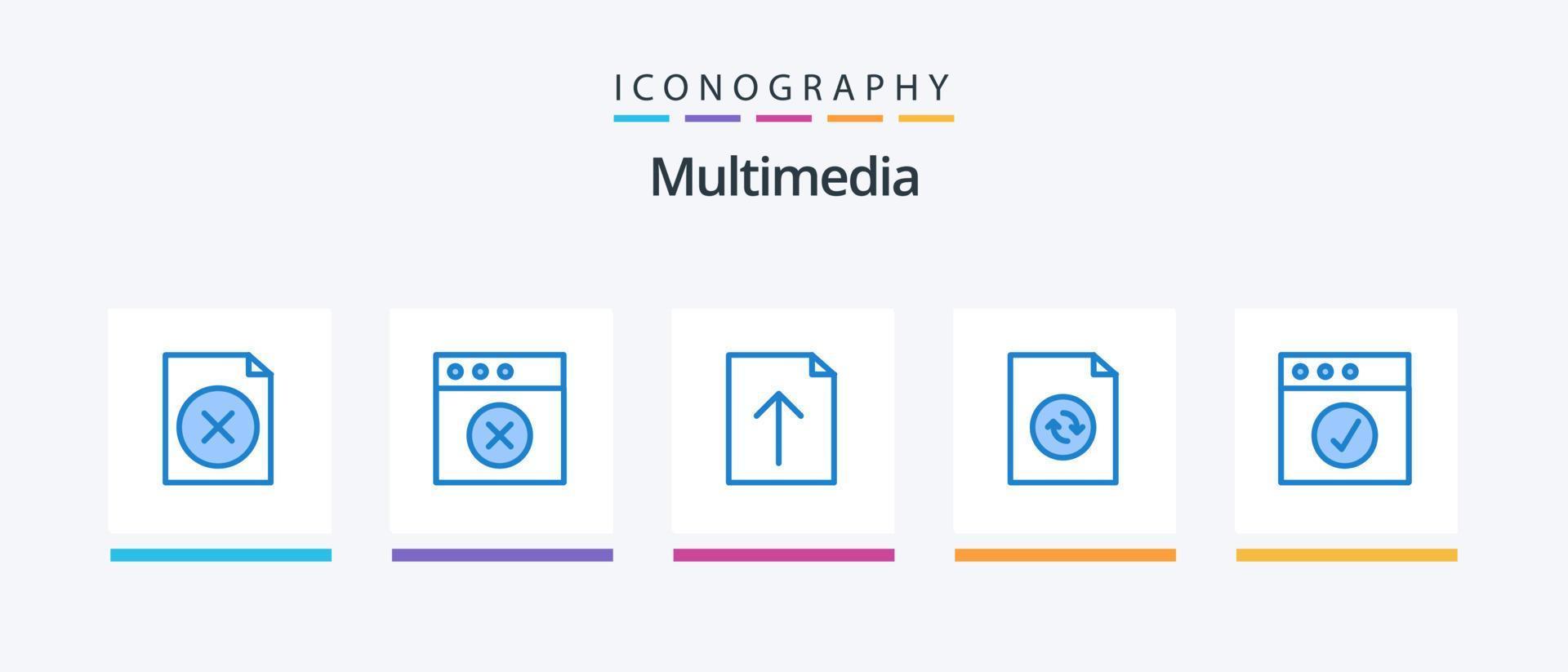 Multimedia Blue 5 Icon Pack inklusive . hochladen. Mac. App. kreatives Symboldesign vektor