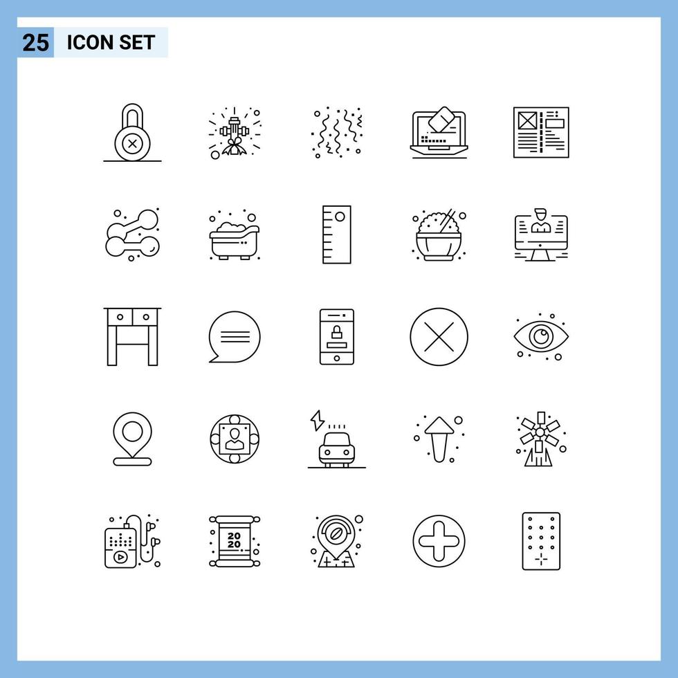 modern uppsättning av 25 rader och symboler sådan som design blog fira skärm data redigerbar vektor design element