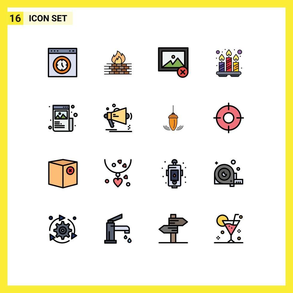 Stock-Vektor-Icon-Paket mit 16 Zeilenzeichen und Symbolen für Kunst-Spa-Netzwerk-Entspannungsfoto-bearbeitbare kreative Vektordesign-Elemente vektor