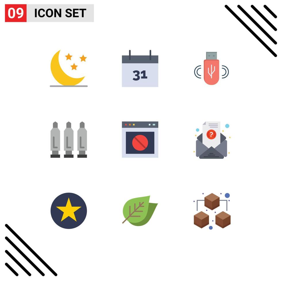 grupp av 9 platt färger tecken och symboler för webb sluta data app skjuta redigerbar vektor design element