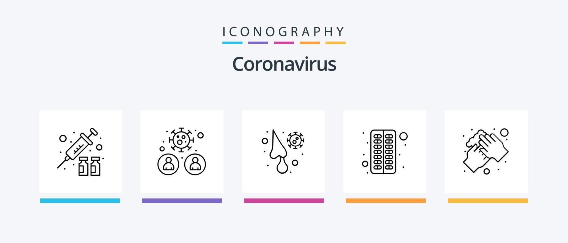 coronavirus linje 5 ikon packa Inklusive ansikte. influensa. kall. coronavirus. fladdermus. kreativ ikoner design vektor