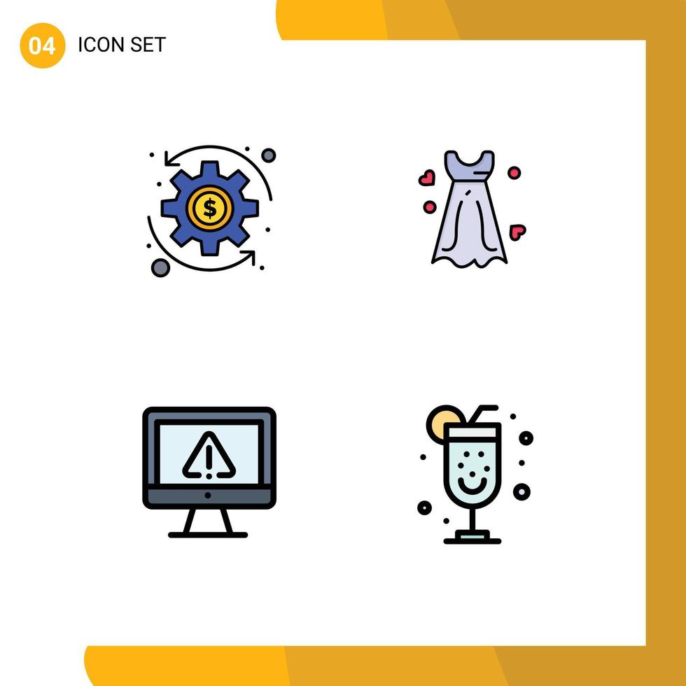 universell ikon symboler grupp av 4 modern fylld linje platt färger av mynt information klänning bröllop säkerhet redigerbar vektor design element