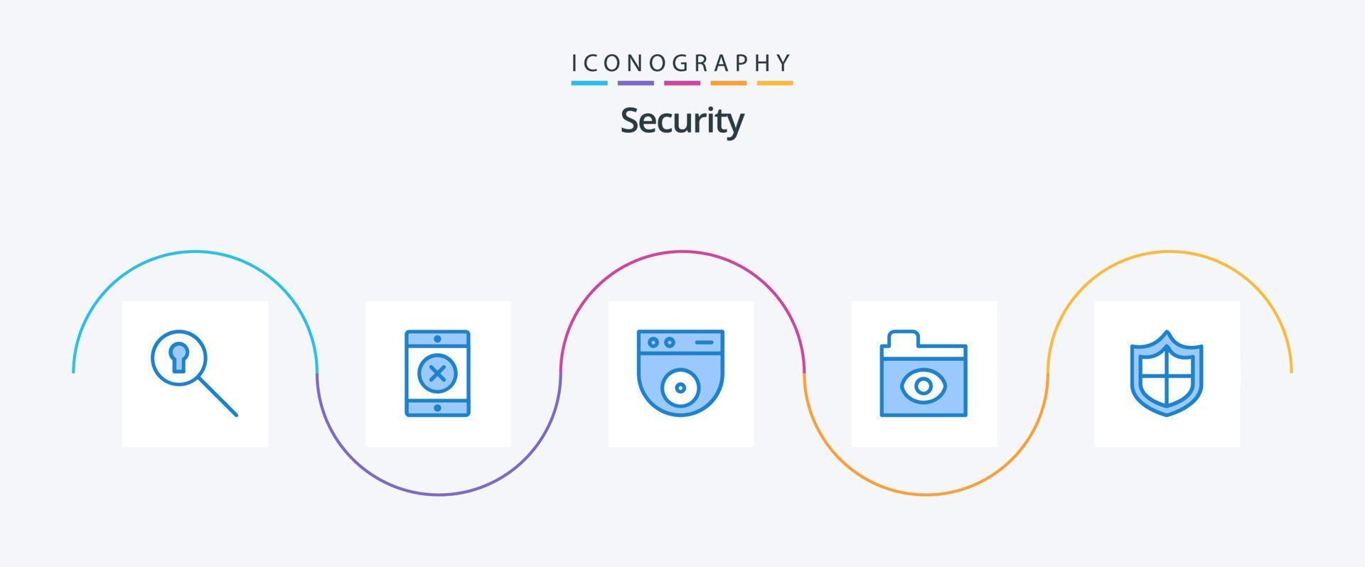 säkerhet blå 5 ikon packa Inklusive . stor bror. brandvägg vektor