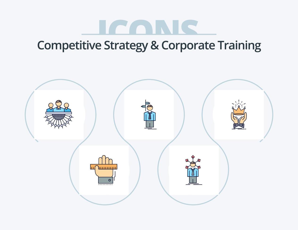 Wettbewerbsstrategie und Corporate Training Line gefüllt Icon Pack 5 Icon Design. Medaille. vergeben. Lehrer. Individualität. Unterscheidung vektor