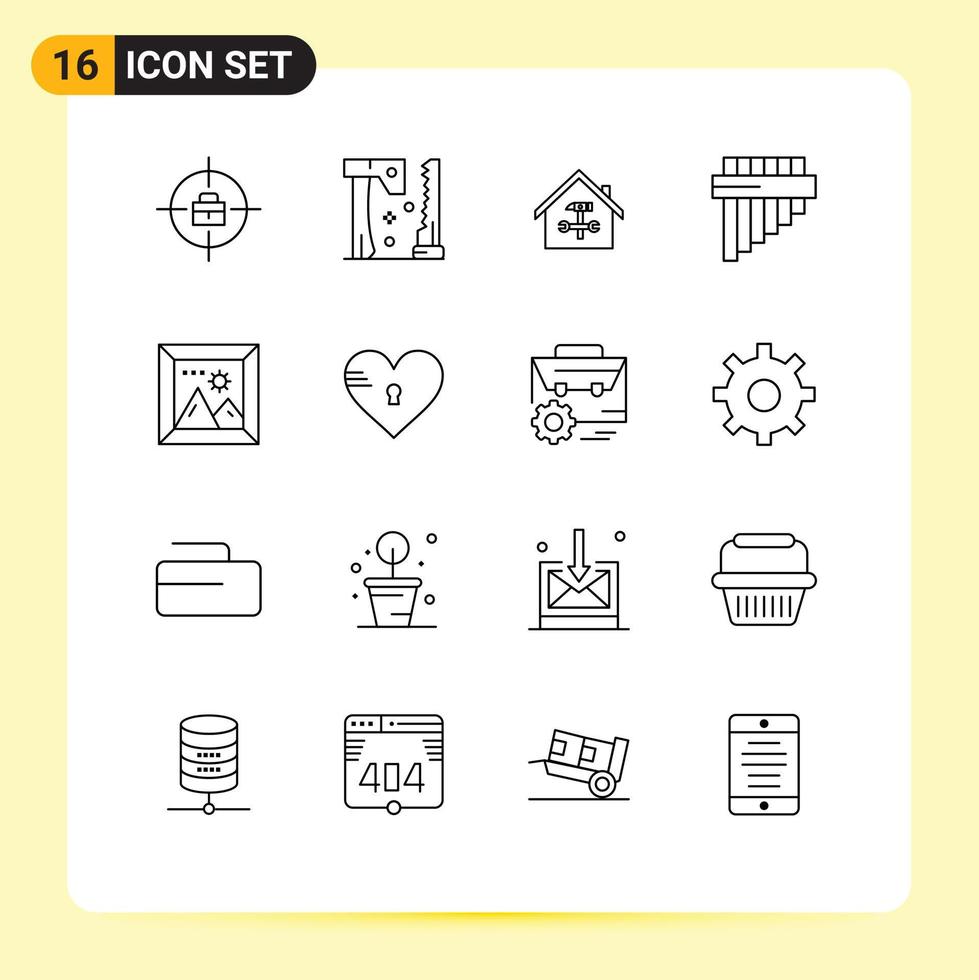 16 kreativ ikoner modern tecken och symboler av Foto panorera byggnad instrument rycka redigerbar vektor design element