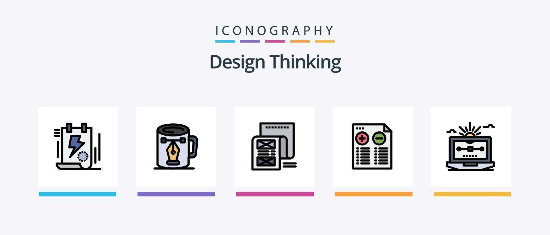Design Thinking Line füllte 5 Icon Pack inklusive Benutzer. fortsetzen. Ausbildung. Verkauf. Präsentation. kreatives Symboldesign vektor