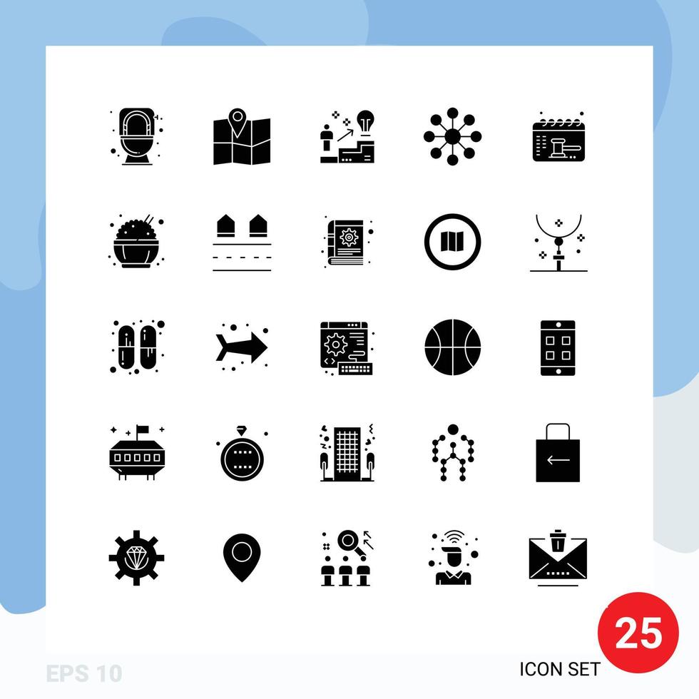 25 kreative Symbole, moderne Zeichen und Symbole für Datum, Termin, Erfolg, Organisation, Geschäft, editierbare Vektordesign-Elemente vektor