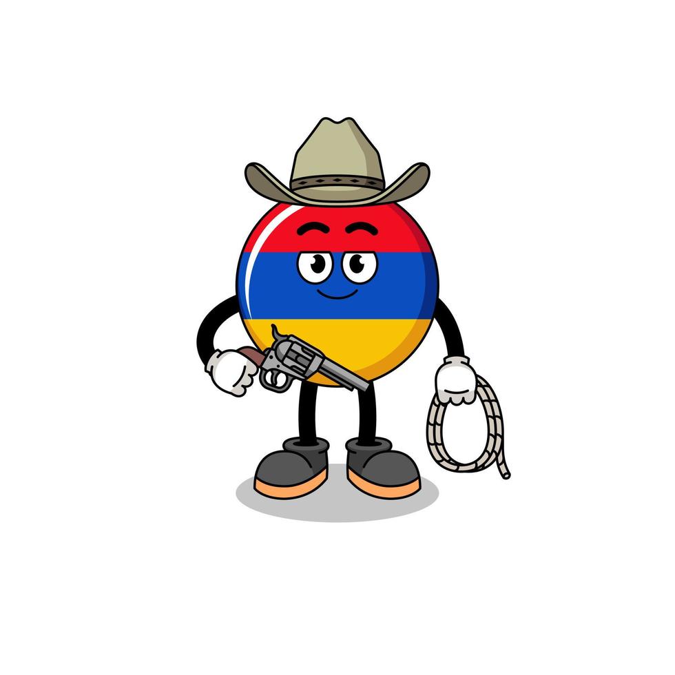 karaktär maskot av armenia flagga som en cowboy vektor