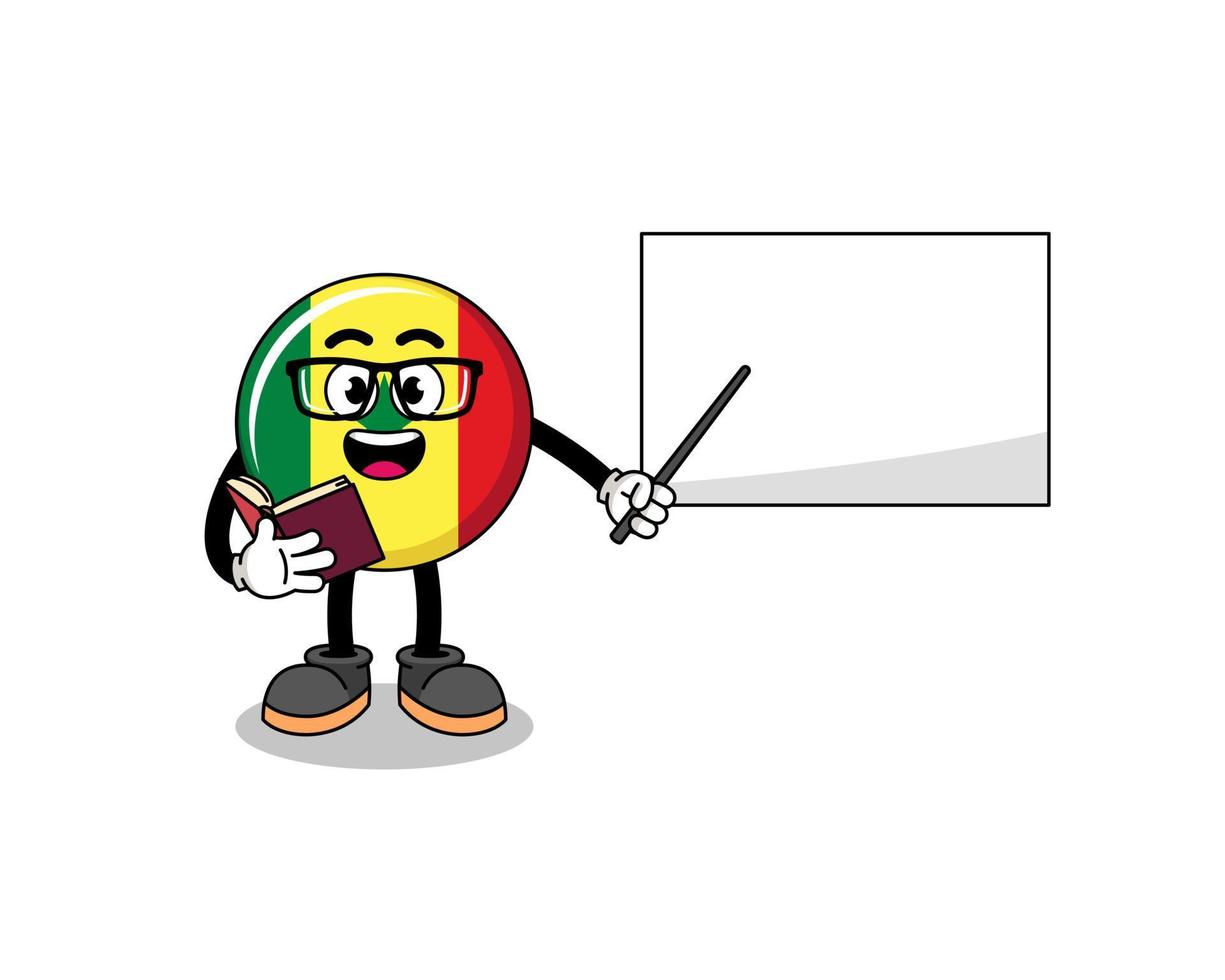 maskottchenkarikatur des senegal-flaggenlehrers vektor