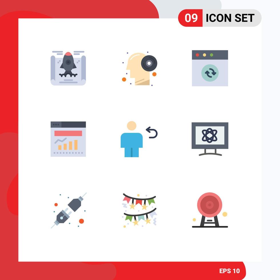 Stock Vector Icon Pack mit 9 Zeilen Zeichen und Symbolen für den menschlichen Rücken Mac Avatar Internet editierbare Vektordesign-Elemente