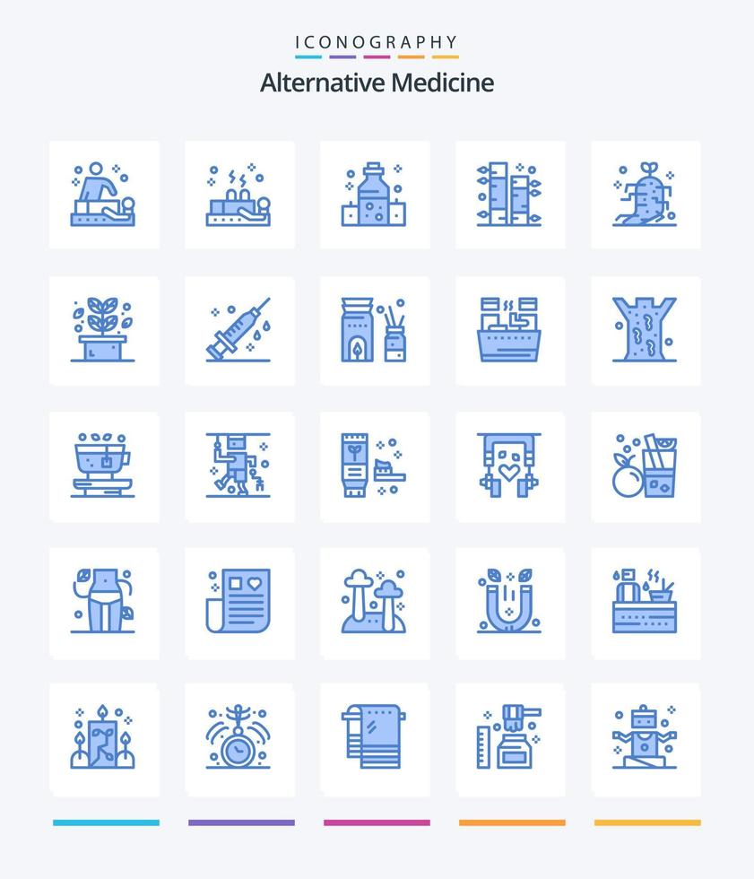 kreativ alternativ medicin 25 blå ikon packa sådan som ginseng. växt. sjukvård. trädgård. bambu vektor