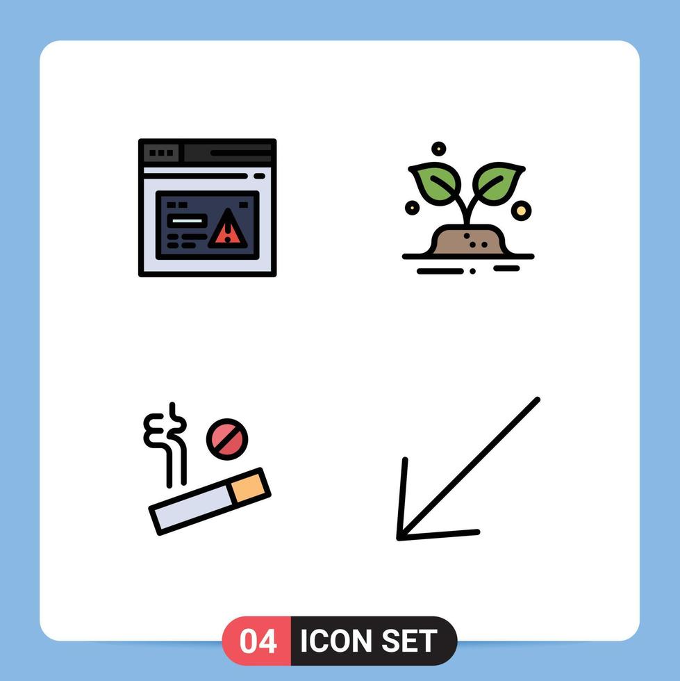 modern uppsättning av 4 fylld linje platt färger och symboler sådan som internet Nej hemsida träd rökning redigerbar vektor design element