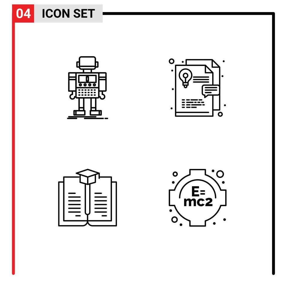 4 universelle Liniensymbole für autonome Buchroboter-Layoutformel editierbare Vektordesign-Elemente vektor