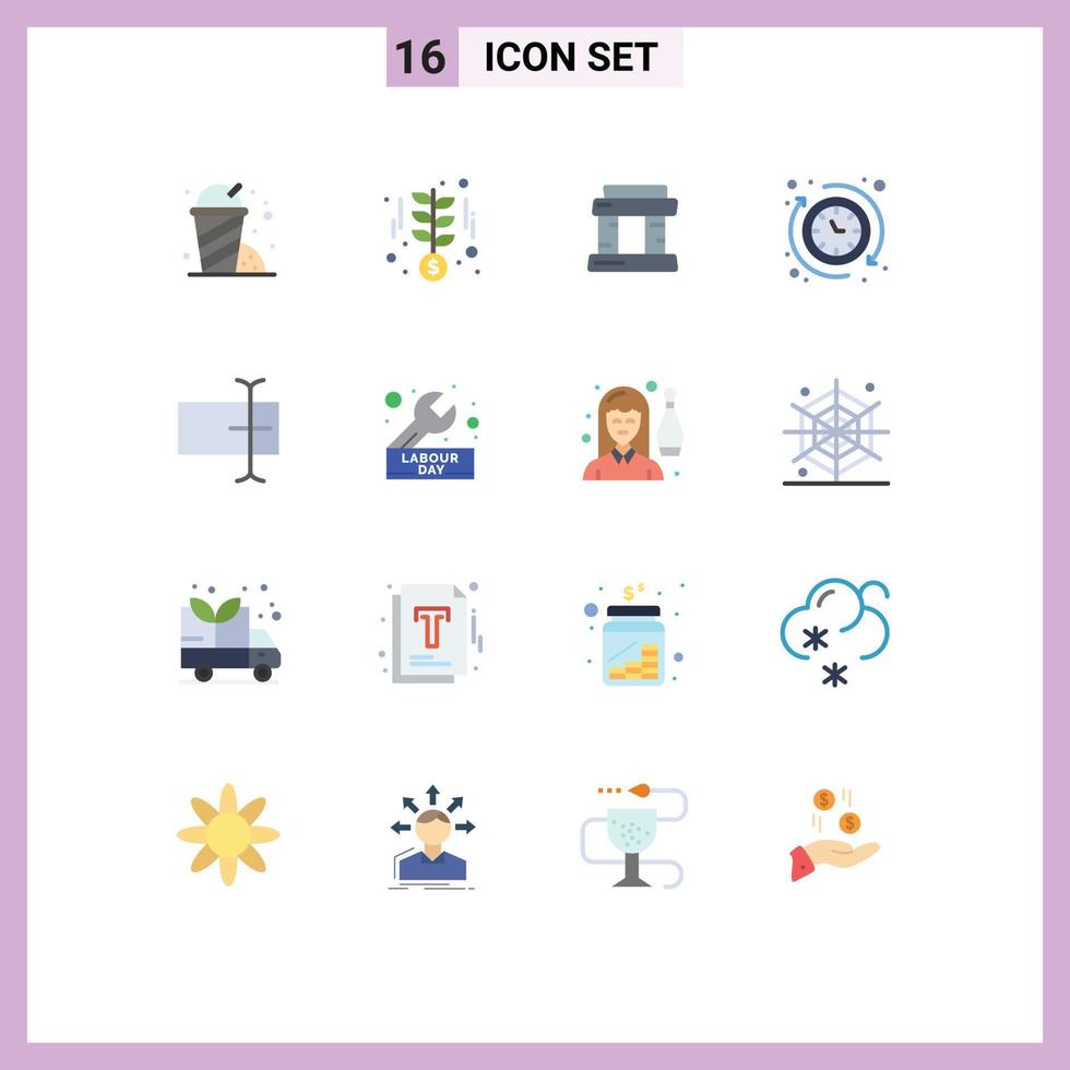 grupp av 16 platt färger tecken och symboler för dag fält paris markören timmar redigerbar packa av kreativ vektor design element