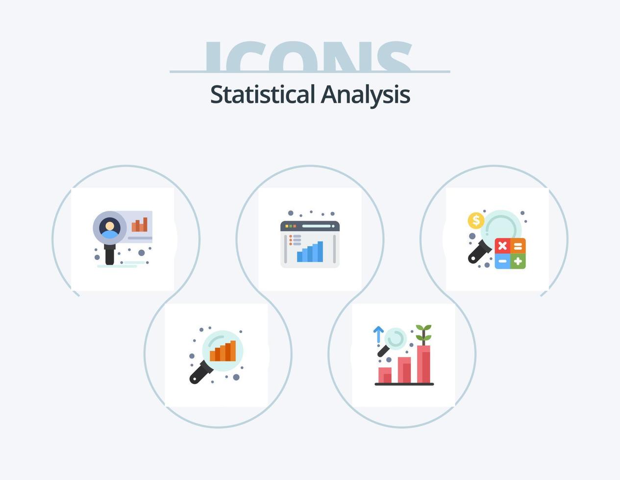Statistische Analyse flach Icon Pack 5 Icon Design. Analyse. Datenauswertung. Diagramm. Datenberechnung. Geschäftsbericht vektor