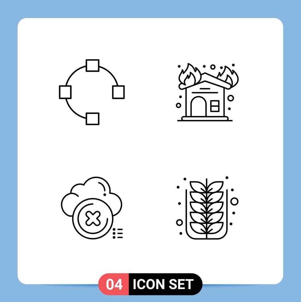 4 kreativ ikoner modern tecken och symboler av öppen stänga brand brandstation korsa redigerbar vektor design element