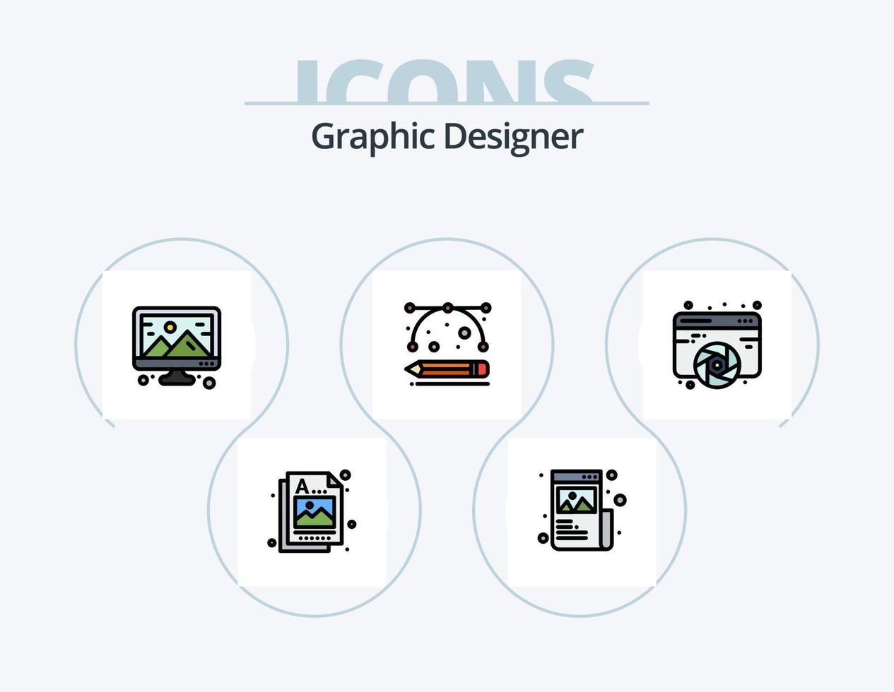 Grafikdesigner Linie gefüllt Icon Pack 5 Icon Design. trinken. Bild. Entwerfen. Idee. Designer vektor