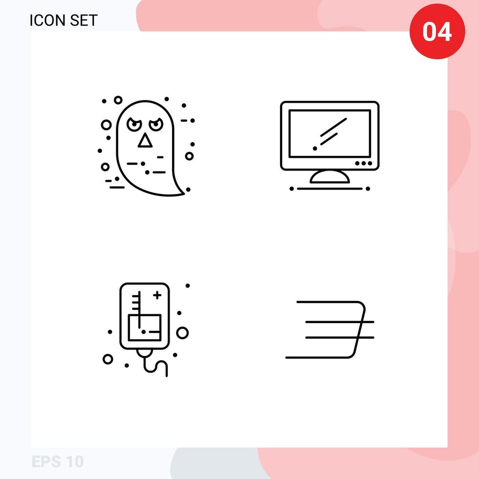 4 Benutzeroberflächen-Linienpaket mit modernen Zeichen und Symbolen des Charakters Tropfhalloween-Gerät iv editierbare Vektordesign-Elemente vektor