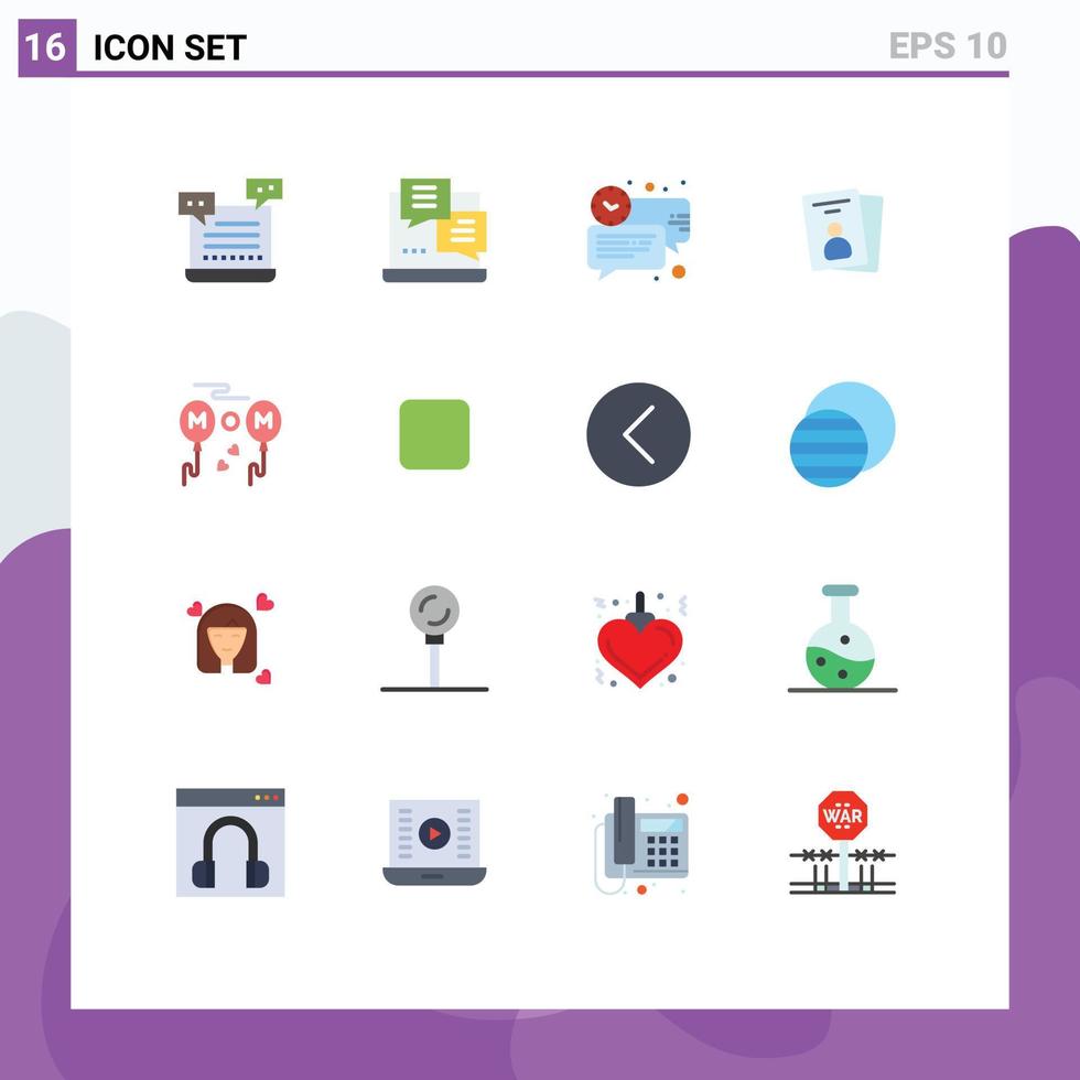16 thematische Vektor-Flachfarben und editierbare Symbole der Passkarten-Web-ID-Nachricht editierbares Paket kreativer Vektordesign-Elemente vektor
