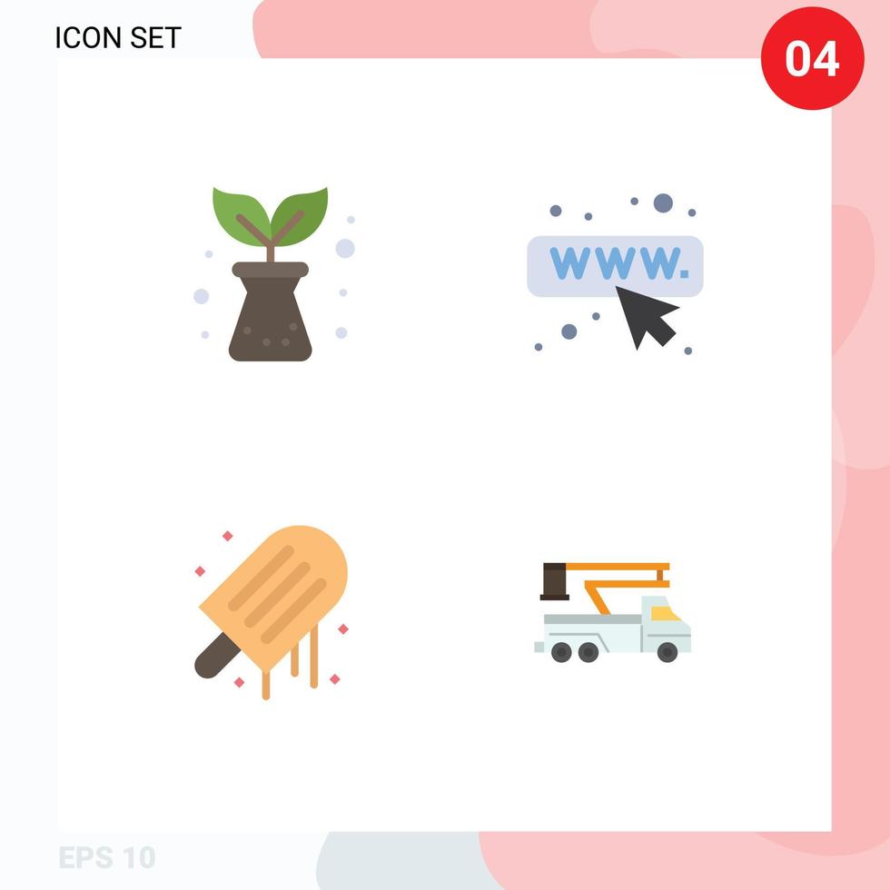 Gruppe von 4 modernen flachen Symbolen für landwirtschaftliche Sommer-Seo-Strand-LKW-editierbare Vektordesign-Elemente vektor