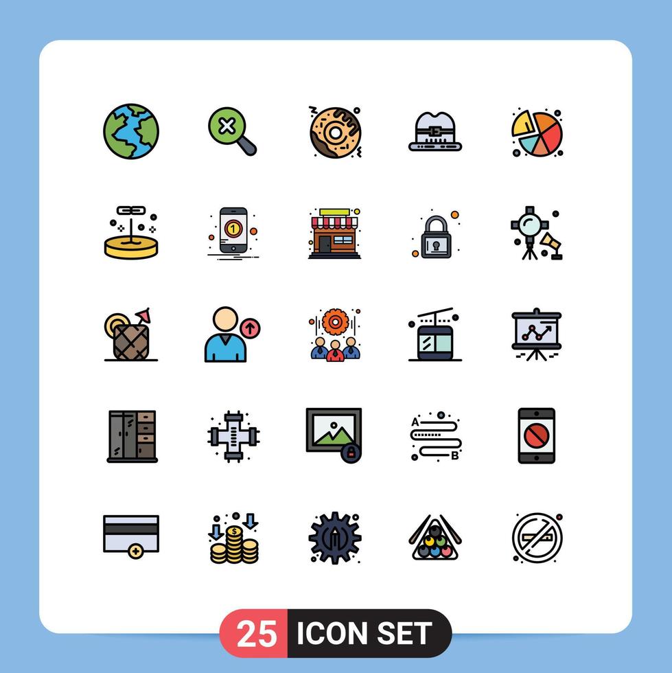 Aktienvektor-Icon-Pack mit 25 Zeilenzeichen und Symbolen für Bildungsdiagramm Lebensmittelstatistik-Diagramm editierbare Vektordesign-Elemente vektor