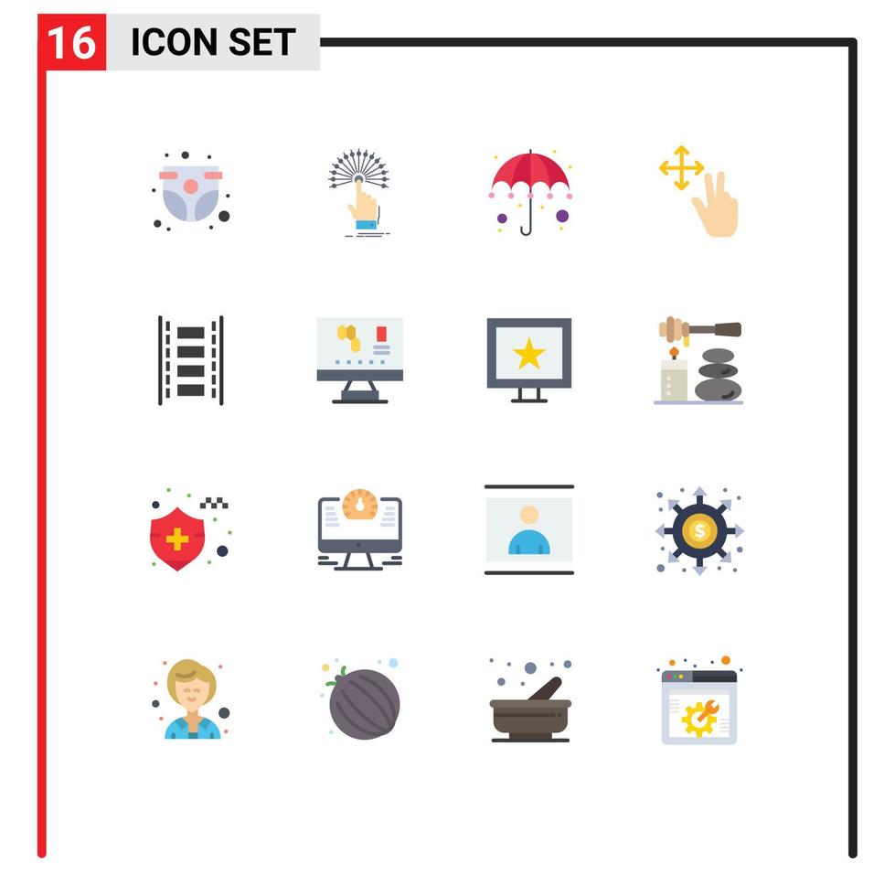 Stock Vector Icon Pack mit 16 Linienzeichen und Symbolen für Animationsgesten digitaler Fingerregen editierbares Paket kreativer Vektordesign-Elemente