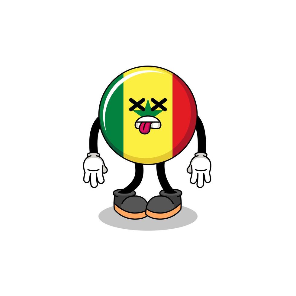 senegal flagga maskot illustration är död- vektor