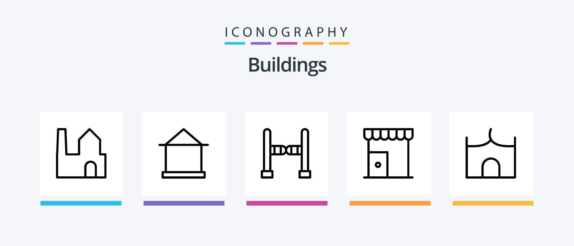 byggnader linje 5 ikon packa Inklusive bostads- lägenheter. stad byggnad. byggnad. byggnad. Lagra. kreativ ikoner design vektor