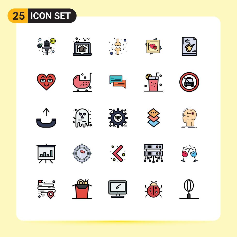 grupp av 25 modern fylld linje platt färger uppsättning för förslag kärlek ben hjärta patient redigerbar vektor design element