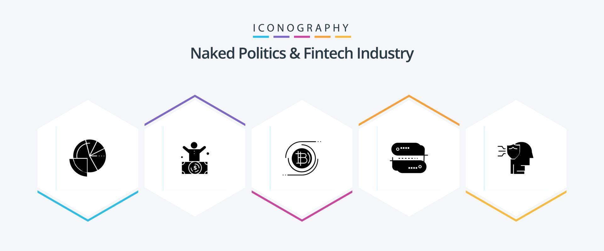 naken politik och fintech industri 25 glyf ikon packa Inklusive nätverk. blockchain teknologi. person. decentraliserat. blockchain vektor