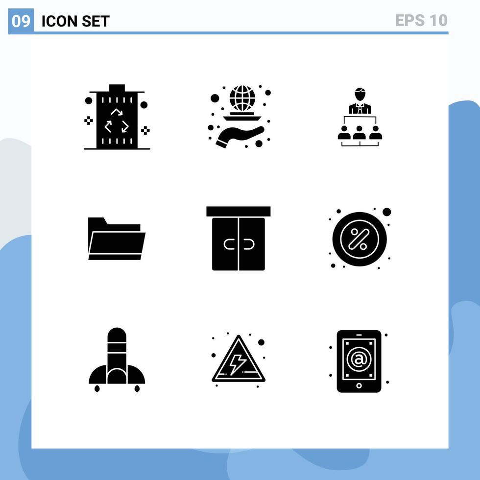 grupp av 9 fast glyfer tecken och symboler för data mapp marknadsföring förvaltning mänsklig redigerbar vektor design element