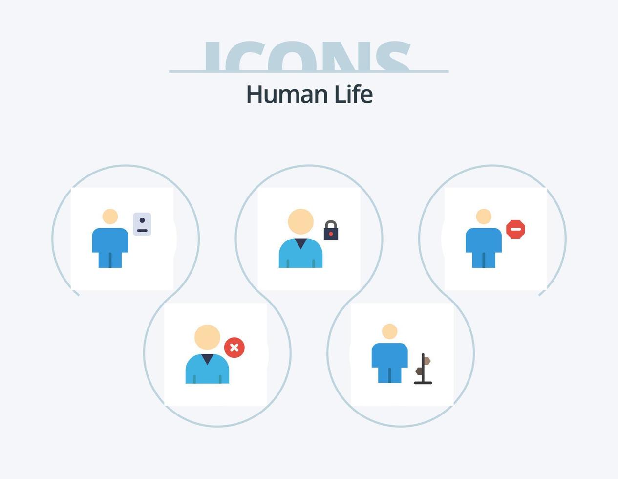 mänsklig platt ikon packa 5 ikon design. blockera. användare. avatar. låsa. profil vektor
