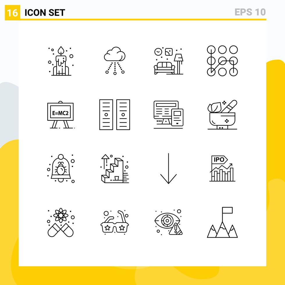 uppsättning av 16 modern ui ikoner symboler tecken för vetenskap kemi levande säkerhet skydd redigerbar vektor design element