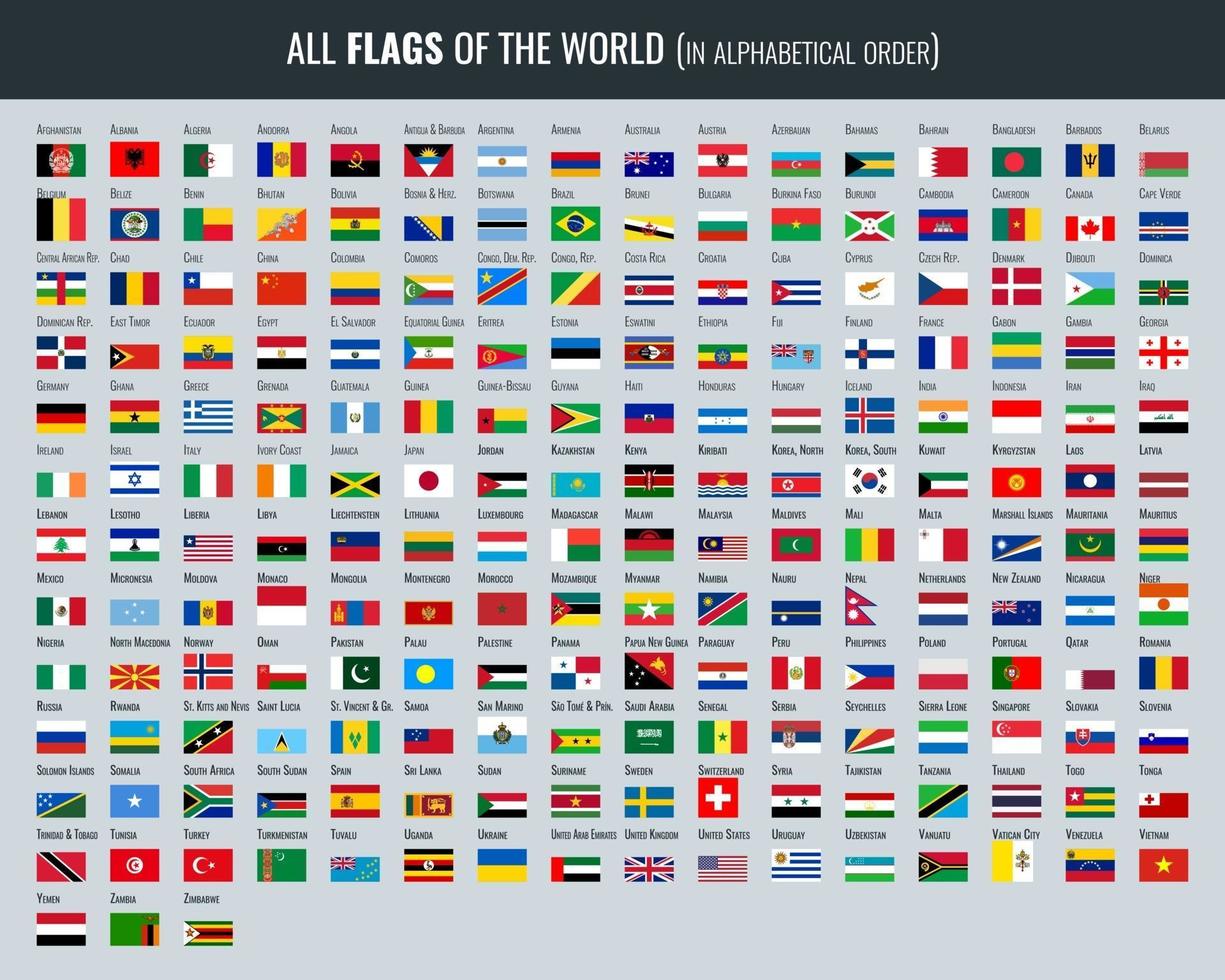 uppsättning av alla världens flaggor vektor
