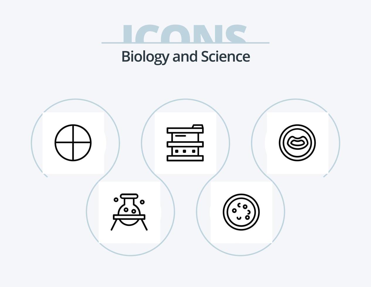 biologi linje ikon packa 5 ikon design. läkemedel. flaska. kapsel. läsplatta. aspirin vektor