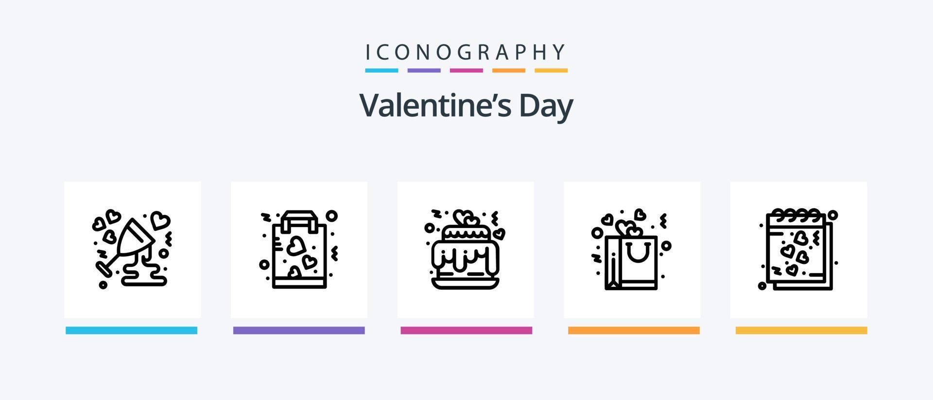 valentines dag linje 5 ikon packa Inklusive liv. hjärta. alla hjärtans dag. kort. kärlek. kreativ ikoner design vektor