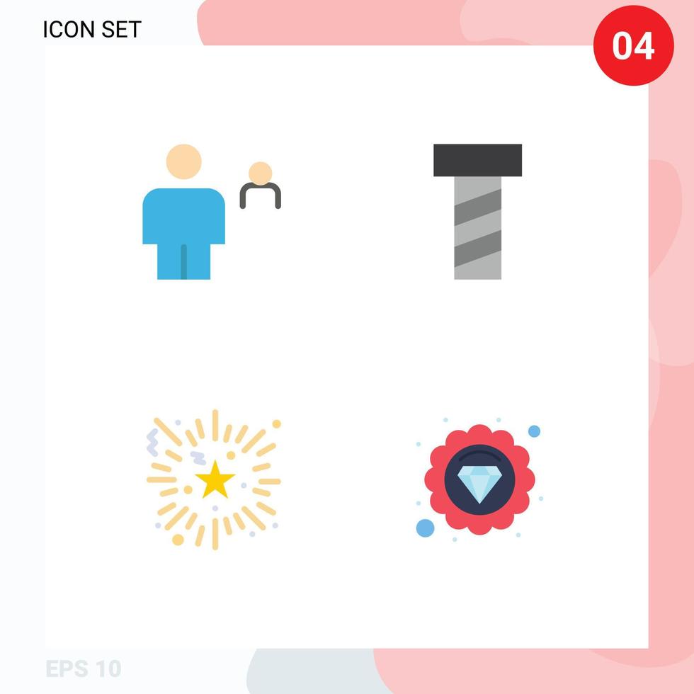 4 tematiska vektor platt ikoner och redigerbar symboler av avatar fyrverkeri par skruva premie redigerbar vektor design element