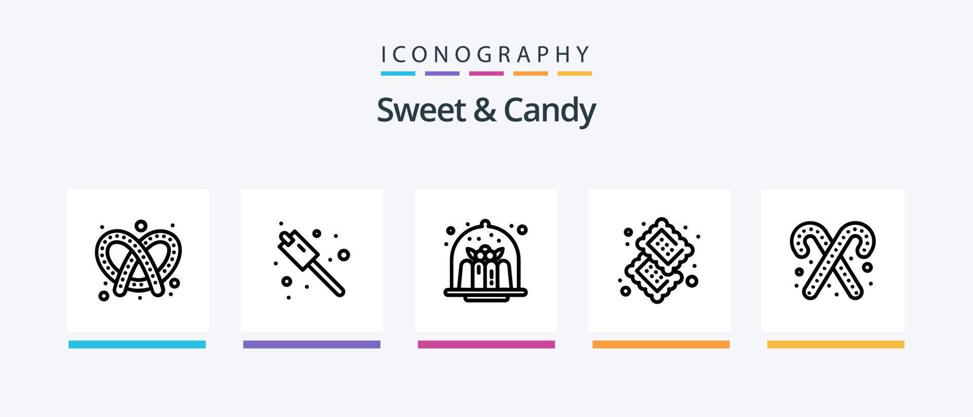 ljuv och godis linje 5 ikon packa Inklusive efterrätt. marshmallow. mat. godis. sötsaker. kreativ ikoner design vektor