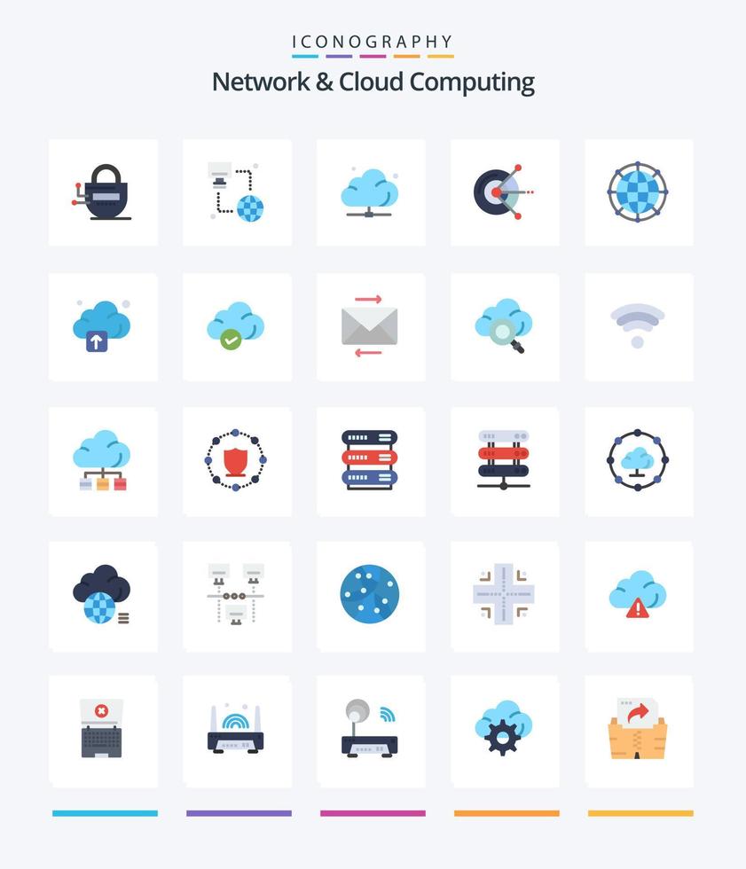 Creative Network und Cloud Computing 25 Flat Icon Pack wie Daten. Scheibe. Wolke. rechnen. Technologie vektor