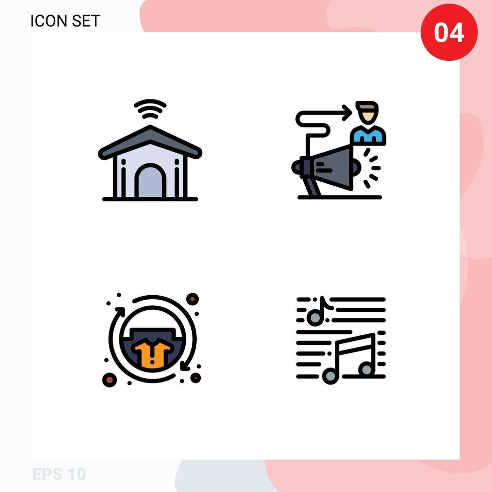 4 tematiska vektor fylld linje platt färger och redigerbar symboler av elektronisk tillfällig teknologi användare Kläder redigerbar vektor design element