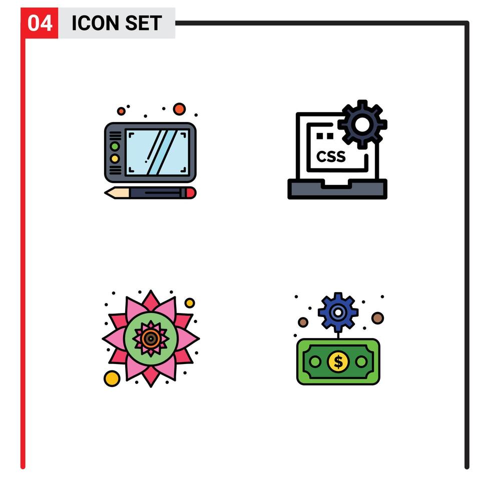 4 Benutzeroberfläche Filledline Flat Color Pack mit modernen Zeichen und Symbolen des Designmustercodes entwickeln bearbeitbare Vektordesignelemente für Unternehmen vektor