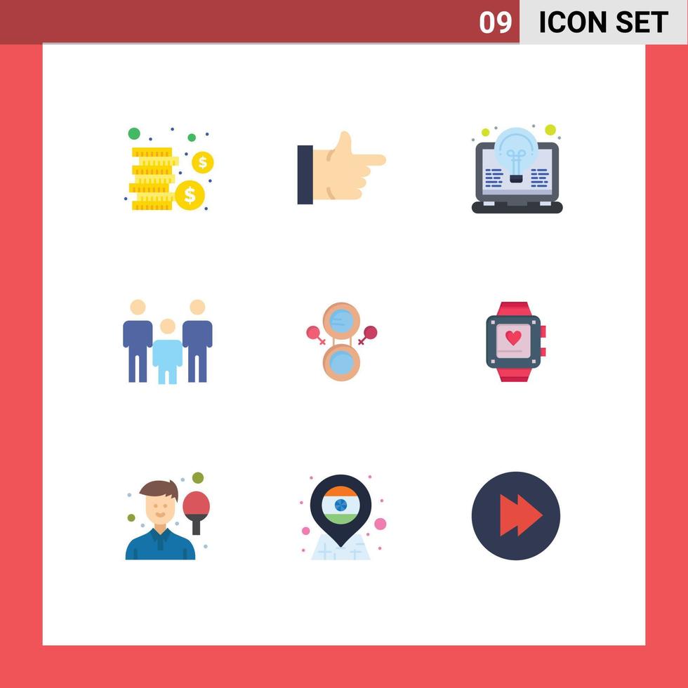 piktogram uppsättning av 9 enkel platt färger av symbol spegel aning hälsa par redigerbar vektor design element