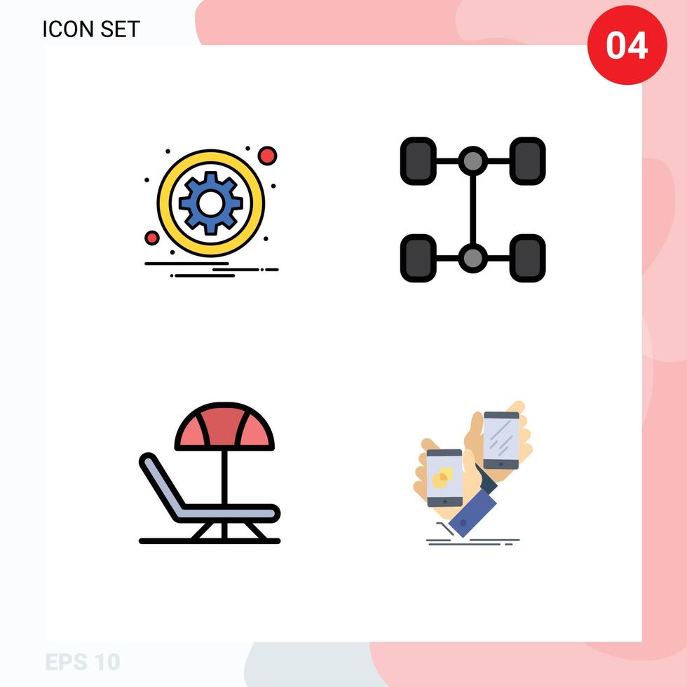 satz von 4 modernen ui symbolen symbole zeichen für kreis regenschirm einstellung fahrzeuge marke editierbare vektordesignelemente vektor