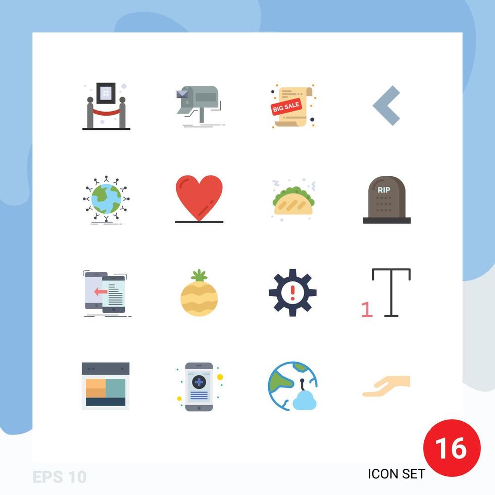 16 universell platt Färg tecken symboler av studerande vänster post tillbaka försäljning befordran redigerbar packa av kreativ vektor design element