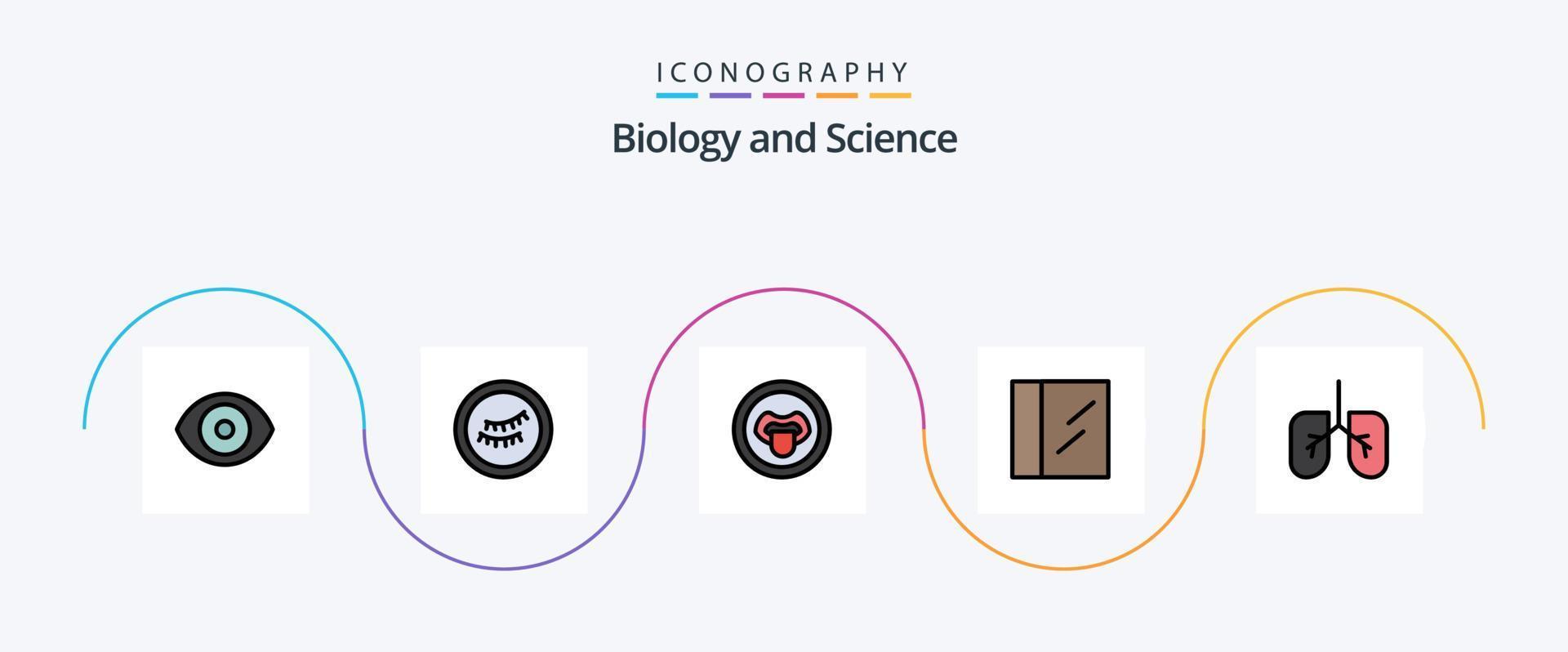 Biologielinie gefülltes flaches 5-Icon-Paket einschließlich. Lippen. Anatomie vektor